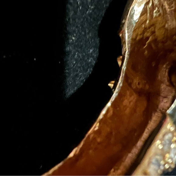 Vintage Elephant Bracelet Black Enamel & Swarovski Crystal Bangle Hinged Closure - Picture 9 of 14